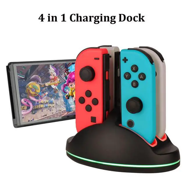 Alt view image 7 of 7 - Switch Accessories Bundle for Nintendo Switch Games, Kit with Carrying Case, Steering Wheels, Screen Protectors, Charging Dock, Grips, Caps (23 in 1)