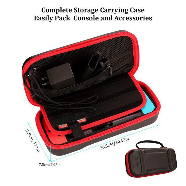 Alt view image 3 of 7 - Switch Accessories Bundle for Nintendo Switch Games, Kit with Carrying Case, Steering Wheels, Screen Protectors, Charging Dock, Grips, Caps (23 in 1)