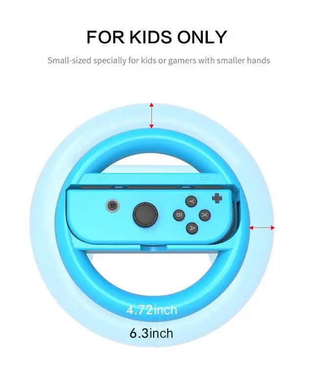 Alt view image 6 of 6 - 4 Pack Switch Steering Wheel Compatible with Mario Kart 8 Deluxe, Racing Wheel Accessories Compatible with Nintendo Switch/Switch OLED Joy Con Controller (Black x2, Red and Blue)