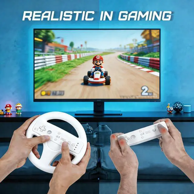 Alt view image 3 of 4 - Wii Steering Wheel for Wii Remote Controller, Wii Mario Kart - Set of 2