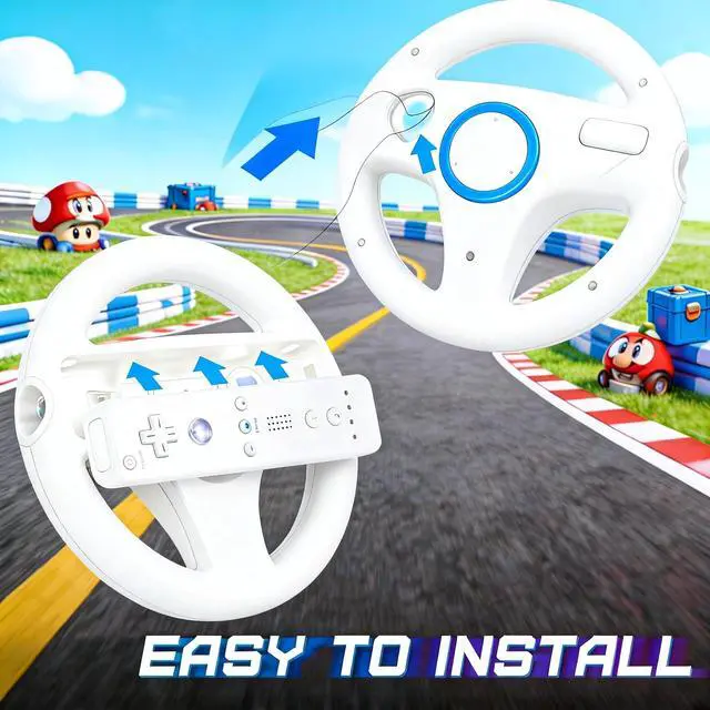 Alt view image 2 of 4 - Wii Steering Wheel for Wii Remote Controller, Wii Mario Kart - Set of 2