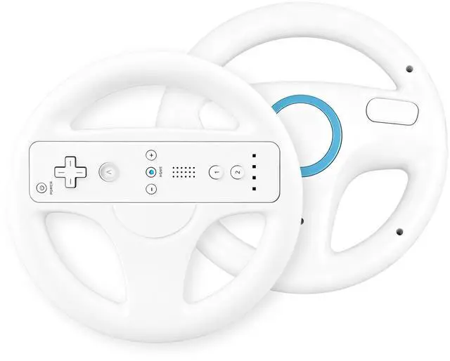 Main image of Steering Wheel for Nintendo Wii and Wii U Remote Controller, 2 Pack Racing Wheels Games Accessories for Mario Kart (White)