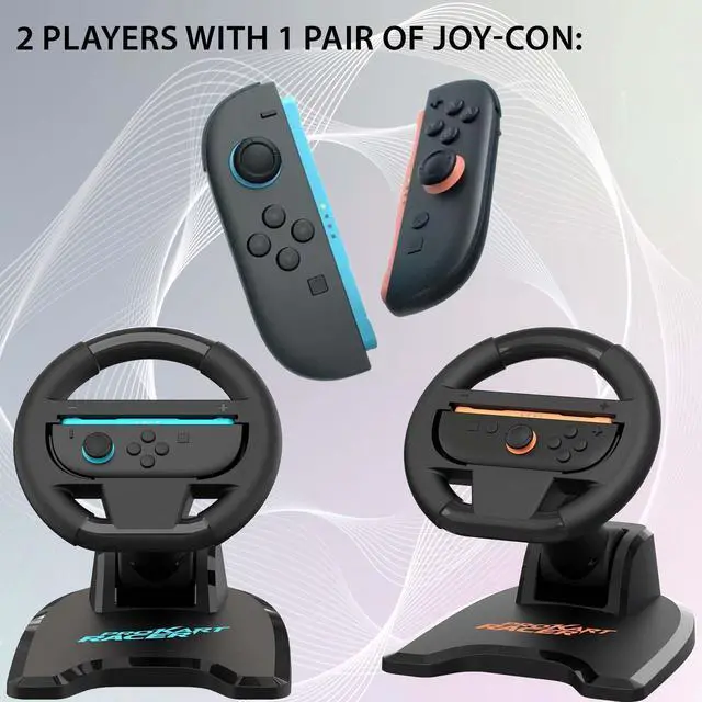 Alt view image 2 of 7 - Steering Wheel for Joy-Con Nintendo Switch and Switch 2 - Folding steering wheel with stand and suction cup holder compatible with Joycon Switch and Switch 2 Black