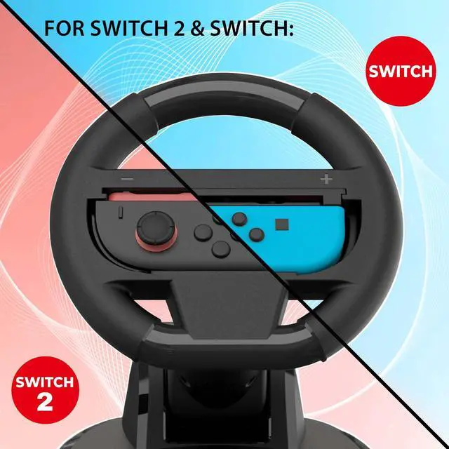 Alt view image 3 of 7 - Steering Wheel for Joy-Con Nintendo Switch and Switch 2 - Folding steering wheel with stand and suction cup holder compatible with Joycon Switch and Switch 2 Black