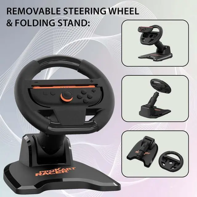 Alt view image 5 of 7 - Steering Wheel for Joy-Con Nintendo Switch and Switch 2 - Folding steering wheel with stand and suction cup holder compatible with Joycon Switch and Switch 2 Black