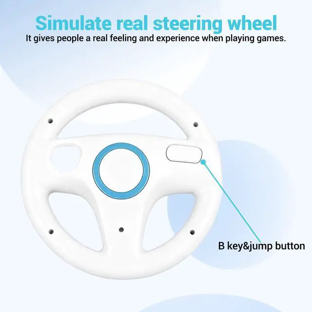 Alt view image 5 of 7 - Steering Wheel for Nintendo Wii and Wii U Remote Controller, 2 Pack Racing Wheels Games Accessories for Mario Kart (White)