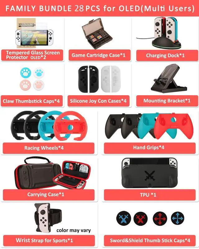 Alt view image 2 of 7 - Switch OLED Accessories,Family Bundle Accessories for Nintendo Switch OLED