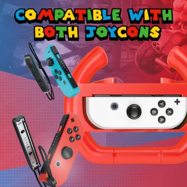 Alt view image 5 of 7 - Nintendo Switch Wheel for Joy-Con Controllers, Red & Blue, 2 Pack