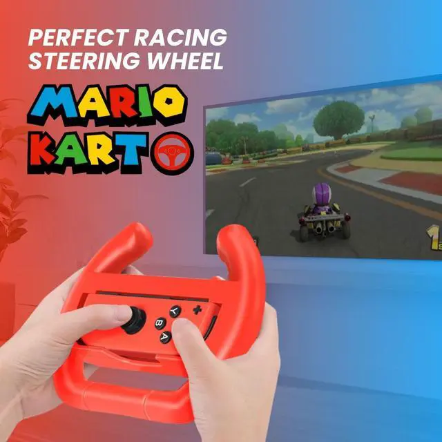 Alt view image 7 of 7 - Nintendo Switch Wheel for Joy-Con Controllers, Red & Blue, 2 Pack