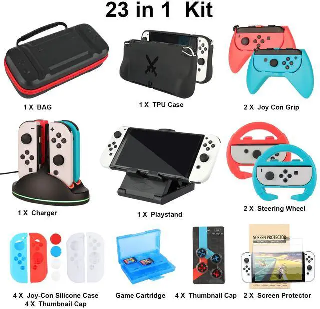 Alt view image 2 of 7 - 23 in 1 Accessories Bundle for Nintendo Switch OLED Model
