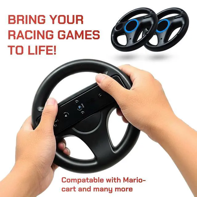 Alt view image 2 of 7 - Mario Kart Racing Wheel for Wii and Wii U 2 Pack - Black