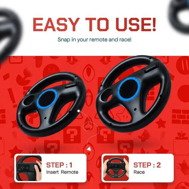 Alt view image 5 of 7 - Mario Kart Racing Wheel for Wii and Wii U 2 Pack - Black