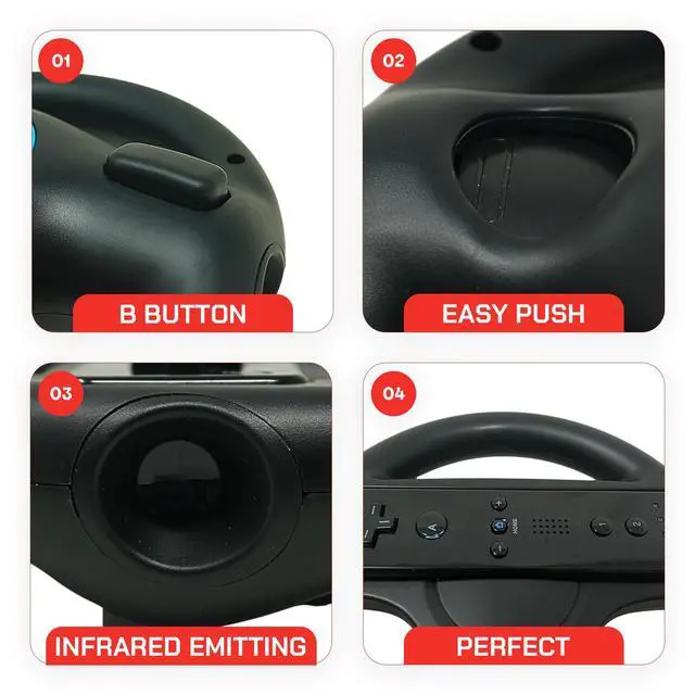 Alt view image 7 of 7 - Mario Kart Racing Wheel for Wii and Wii U 2 Pack - Black