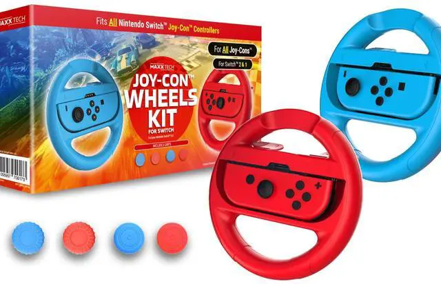 Main image of Joy-Con Wheels and Grips Kit for Nintendo Switch 2&1, Mario Kart World, Mario Kart 8 Deluxe, Nintendo Switch 2 & 1 compatible