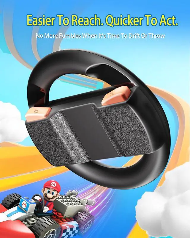 Alt view image 4 of 7 - Steering Wheels for Nintendo Switch 2 (2025) Mario Kart World & 8 Deluxe Racing Games, 2 Pack Racing Game Wheels for NS2 Multiplayer Mode Family Game Night, Switch 2 Accessories for Motion Racing Game
