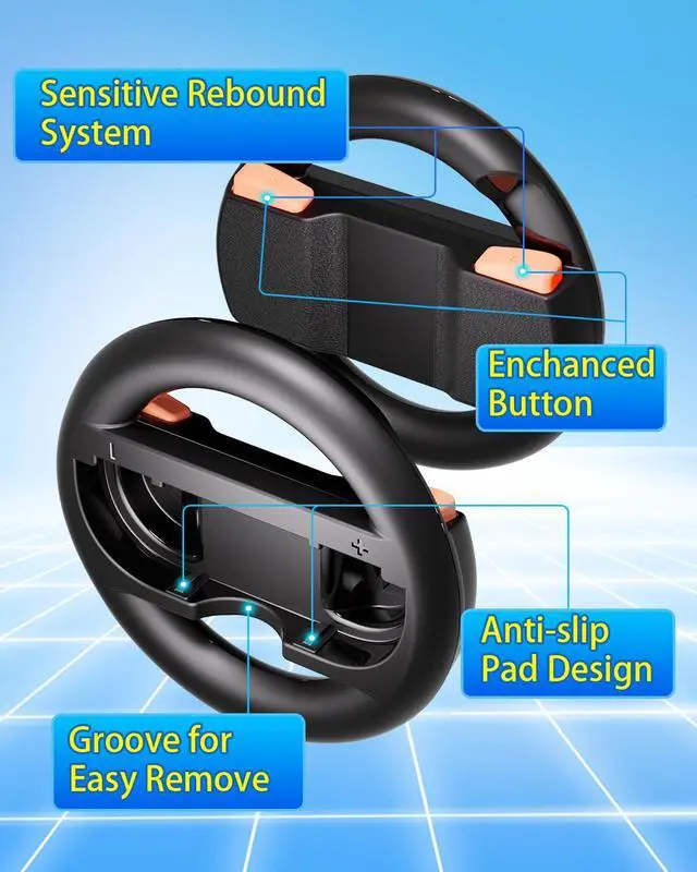 Alt view image 5 of 7 - Steering Wheels for Nintendo Switch 2 (2025) Mario Kart World & 8 Deluxe Racing Games, 2 Pack Racing Game Wheels for NS2 Multiplayer Mode Family Game Night, Switch 2 Accessories for Motion Racing Game