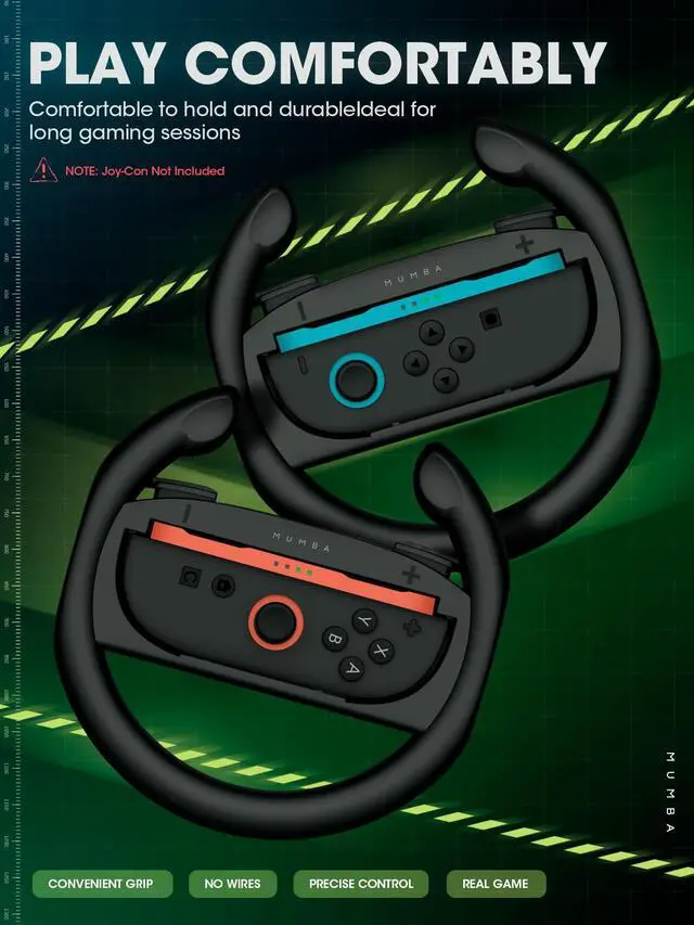 Alt view image 5 of 7 - Switch Steering Wheel for Nintendo Switch 2, Mario Kart Racing Wheel for 2 Joy Cons Controllers, Switch 2 Accessories 2025 (2 Pack Steering Wheel)
