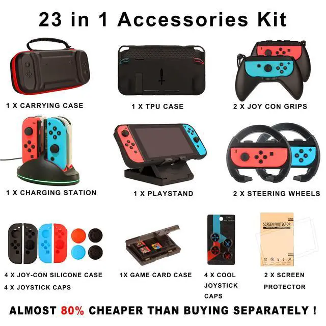 Alt view image 2 of 7 - Switch Accessories Bundle for Nintendo Switch (23 in 1)