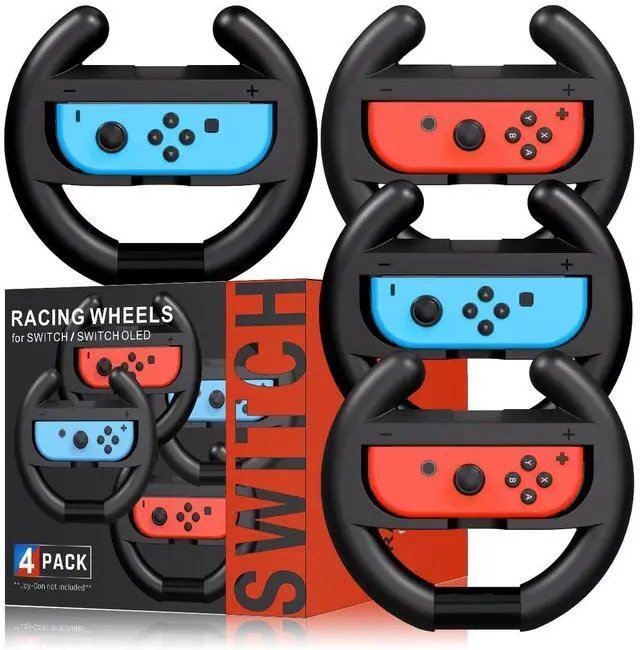 Main image of Steering Wheel for Mario Kart Nintendo Switch, Switch Racing Steering Wheel for Mario Kart 8 Deluxe Compatible Nintendo Switch/Switch OLED, Switch Joy Con Controller Race Accessories (Upgrade 4 Pack)