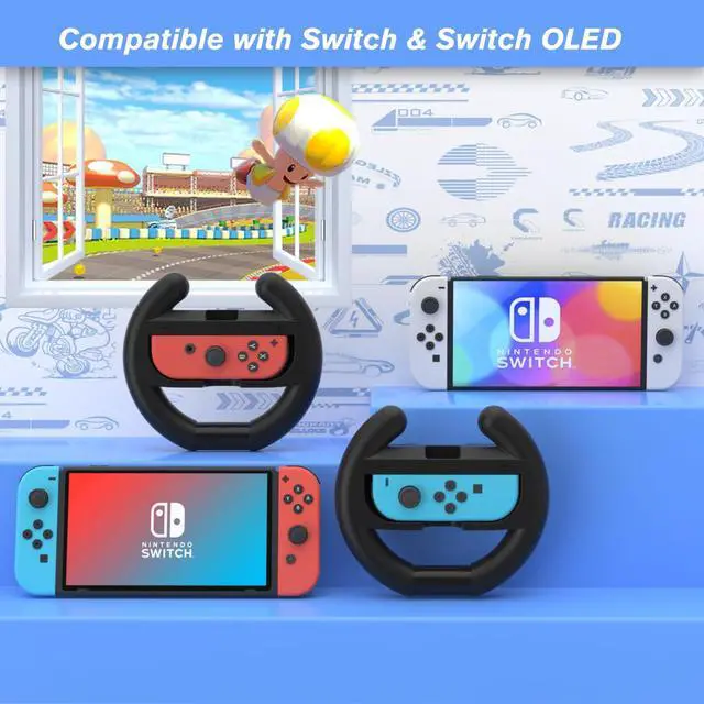 Alt view image 5 of 6 - Steering Wheel for Mario Kart Nintendo Switch, Switch Racing Steering Wheel for Mario Kart 8 Deluxe Compatible Nintendo Switch/Switch OLED, Switch Joy Con Controller Race Accessories (Upgrade 4 Pack)