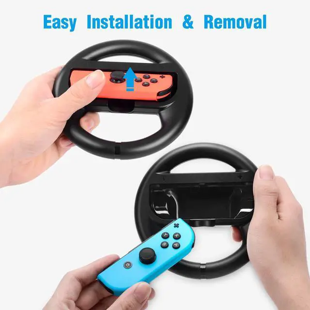 Alt view image 4 of 7 - Racing Games Steering Wheel compatible with Switch, Joy-Con Steering Wheel, Black 2 Pack