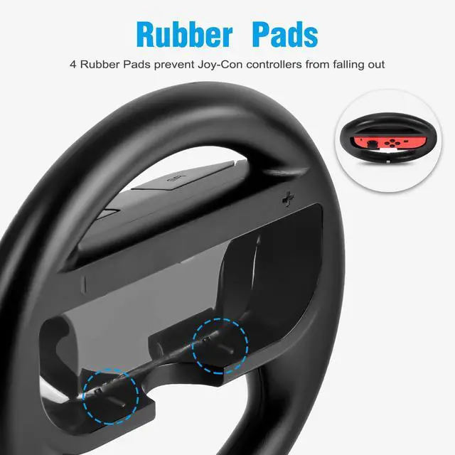 Alt view image 6 of 7 - Racing Games Steering Wheel compatible with Switch, Joy-Con Steering Wheel, Black 2 Pack