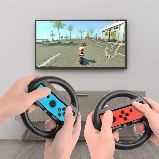 Alt view image 7 of 7 - Racing Games Steering Wheel compatible with Switch, Joy-Con Steering Wheel, Black 2 Pack