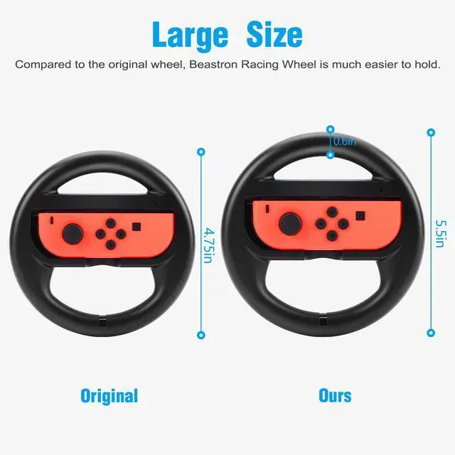 Alt view image 5 of 7 - Racing Games Steering Wheel compatible with Switch, Joy-Con Steering Wheel, Black 2 Pack