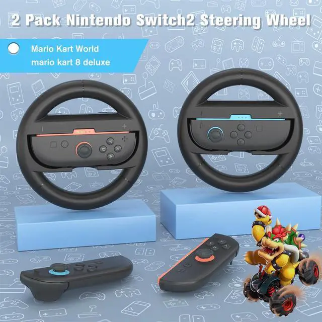 Alt view image 2 of 7 - Switch Steering Wheel for Nintendo Switch 2,Racing Wheel for Switch 2 JoyCon Controller,2 Pack Nintendo Switch Steering Wheel Fit Mario Kart World/Mario Kart 8 Deluxe Switch Accessories Switch2 Wheel