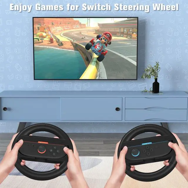 Alt view image 3 of 7 - Switch Steering Wheel for Nintendo Switch 2,Racing Wheel for Switch 2 JoyCon Controller,2 Pack Nintendo Switch Steering Wheel Fit Mario Kart World/Mario Kart 8 Deluxe Switch Accessories Switch2 Wheel