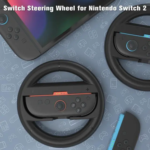 Alt view image 6 of 7 - Switch Steering Wheel for Nintendo Switch 2,Racing Wheel for Switch 2 JoyCon Controller,2 Pack Nintendo Switch Steering Wheel Fit Mario Kart World/Mario Kart 8 Deluxe Switch Accessories Switch2 Wheel