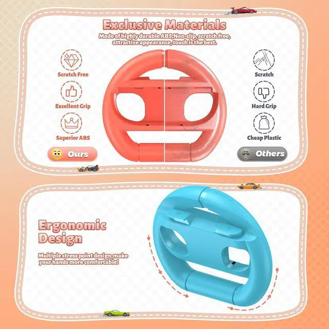 Alt view image 3 of 7 - Switch Steering Wheels for Nintendo Switch 2/1/OLED for Joy-Con