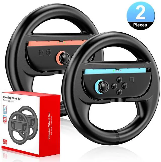 Main image of Steering Wheels for Nintendo Switch 2 (2025) JoyCons, Racing Wheels for Mario Kart 8 Deluxe, NS2 Racing Games Accessories with Ergonomic Non-Slip & Easy to Install (2 Packs Black)