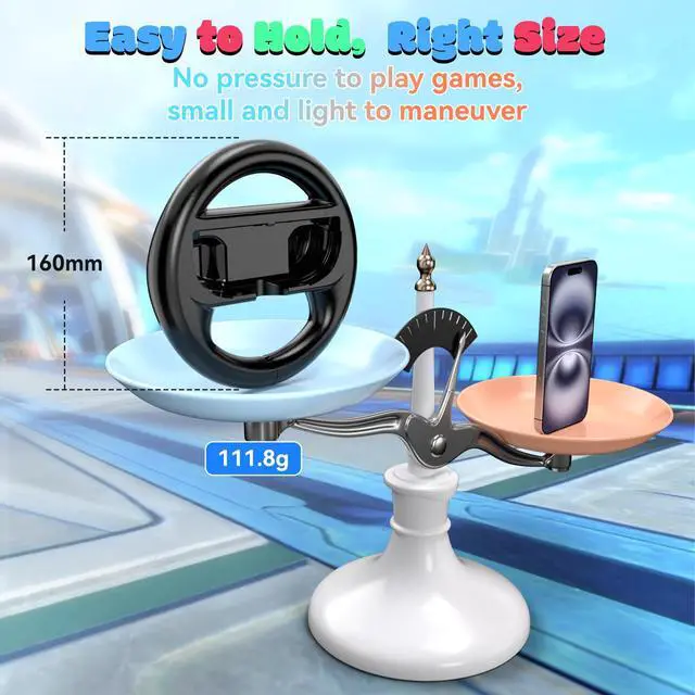 Alt view image 6 of 7 - Steering Wheels for Nintendo Switch 2 (2025) JoyCons, Racing Wheels for Mario Kart 8 Deluxe, NS2 Racing Games Accessories with Ergonomic Non-Slip & Easy to Install (2 Packs Black)
