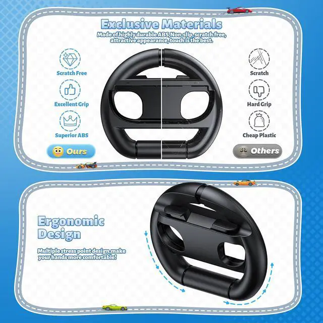 Alt view image 3 of 7 - Switch Steering Wheels for Nintendo Switch 2/1/OLED for Joy-Con