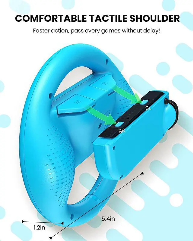 Alt view image 3 of 7 - Steering Wheel Compatible with Nintendo Switch Wheel, Family Use Accessories Compatible with Switch JoyCon Controllers, 2 Pack (Blue and Red)