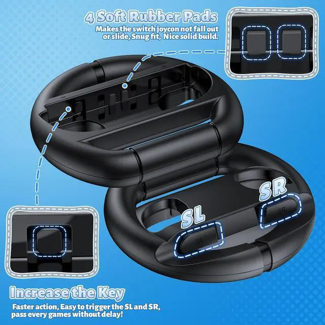Alt view image 5 of 7 - Switch Steering Wheels for Nintendo Switch 2/1/OLED for Joy-Con