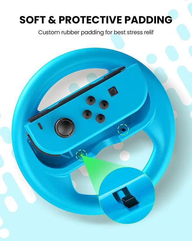 Alt view image 4 of 7 - Steering Wheel Compatible with Nintendo Switch Wheel, Family Use Accessories Compatible with Switch JoyCon Controllers, 2 Pack (Blue and Red)