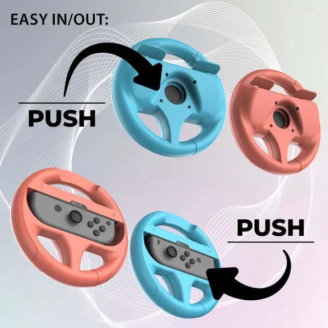 Alt view image 4 of 6 - Pack of 2 Steering wheels for Nintendo Switch and Switch 2 JoyCons - Compatible with Switch and Switch 2 Joy-con - Blue and Red