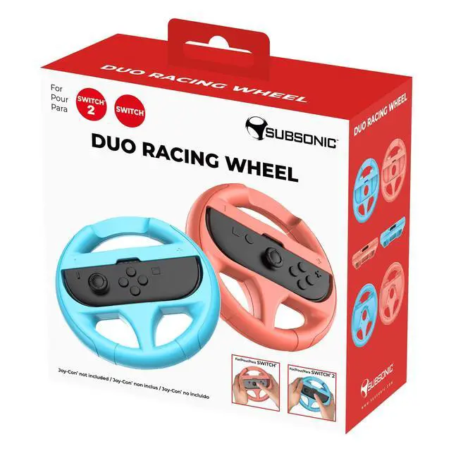 Alt view image 6 of 6 - Pack of 2 Steering wheels for Nintendo Switch and Switch 2 JoyCons - Compatible with Switch and Switch 2 Joy-con - Blue and Red