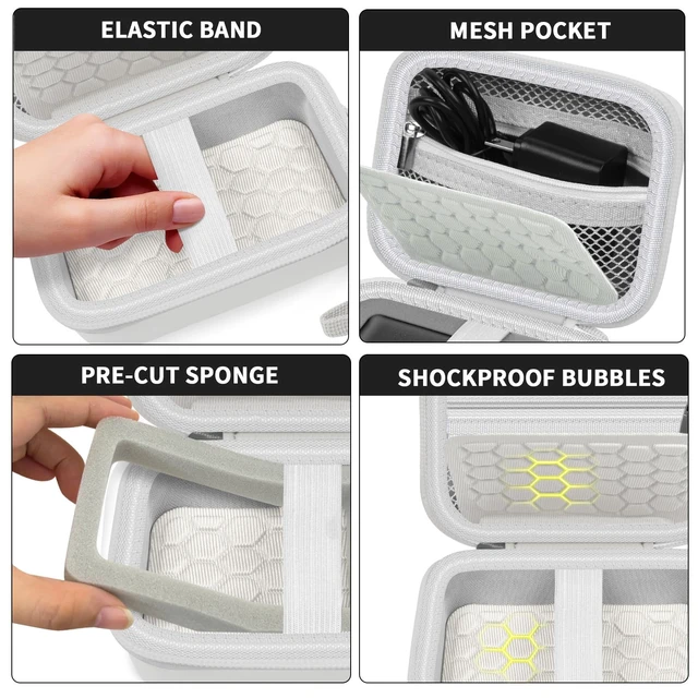 Alt view image 4 of 7 - Digital Camera Case for Kodak FZ55/FZ45 and for CAMKORY, White | Hard EVA Shell,Pre-Cut Foam, Accessories Mesh Pocket, Wrist Strap, Compact for Travel, School and Daily Storage, Case only