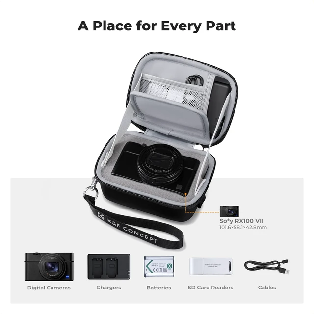 Alt view image 4 of 7 - Carrying Case for Digital Camera, Hard Shell Protective Case | Compatible with Ricoh GR III/GR IIIX/for Sony ZV-1 RX100/ for Canon G7X Mark III/G5X Mark II (Case Only),BE02
