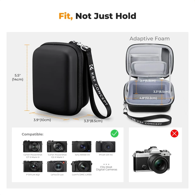 Alt view image 5 of 7 - Carrying Case for Digital Camera, Hard Shell Protective Case | Compatible with Ricoh GR III/GR IIIX/for Sony ZV-1 RX100/ for Canon G7X Mark III/G5X Mark II (Case Only),BE02