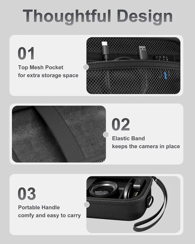 Alt view image 5 of 7 - Hard 4K Digital Camera Case for VJIANGER, JGIPL, Duluvulu -Black