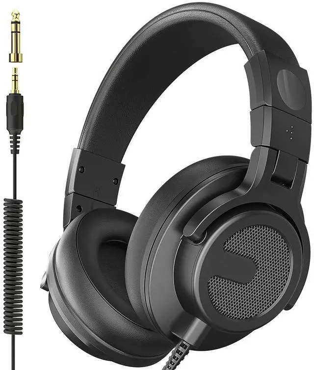 Main image of Wired Over Ear Headphones, DJ & Studio Monitor Headphones with 50mm Driver, Stereo Headsets with 1/4 and 3.5mm Jack for Recording Mixing Podcast Keyboard Guitar Laptop - Black