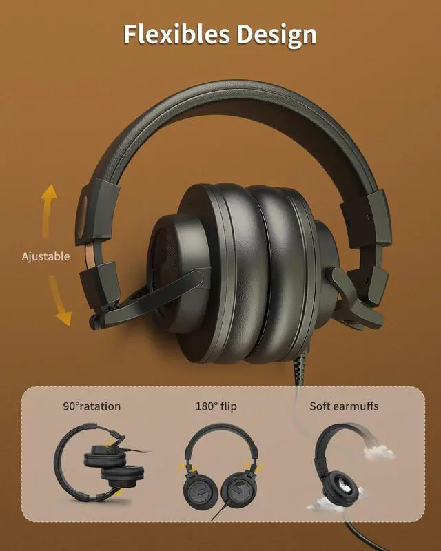 Alt view image 5 of 7 - Wired Over Ear Headphones, DJ & Studio Monitor Headphones with 50mm Driver, Stereo Headsets with 1/4 and 3.5mm Jack for Recording Mixing Podcast Keyboard Guitar Laptop - Black
