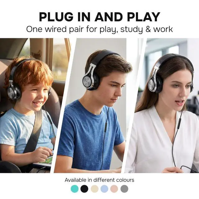 Alt view image 2 of 7 - CL750 Wired Headphones with Mic Noise Isolating On-Ear Headphones for Computer and Laptop Wired, Plug in Corded Headphone with Wire (Foldable, Aux Jack 3.5mm)