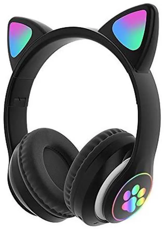 Main image of Kids Bluetooth Wireless Over-Ear Cat Ear Headphones with Microphone for Kids Teens Adults (Black)
