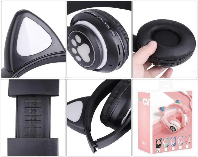 Alt view image 4 of 6 - Cat Ear Kids Bluetooth Headphones, LED, 85dB Volume Limit