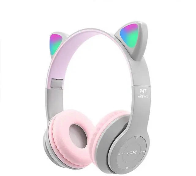 Main image of Bluetooth Gaming Headset, Cat Ear LED Light Up Over-Ear Headphones, Bluetooth 5.0 Wireless Gaming Headset, Foldable Lightweight Over-Ear Headset for Learning & Entertainment, with Wired Mode